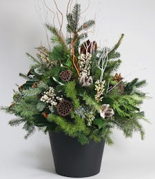 Christmas Planter with Winter Decor