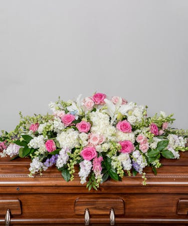 Pastel Casket Spray Funeral Flowers Philadelphia Florist