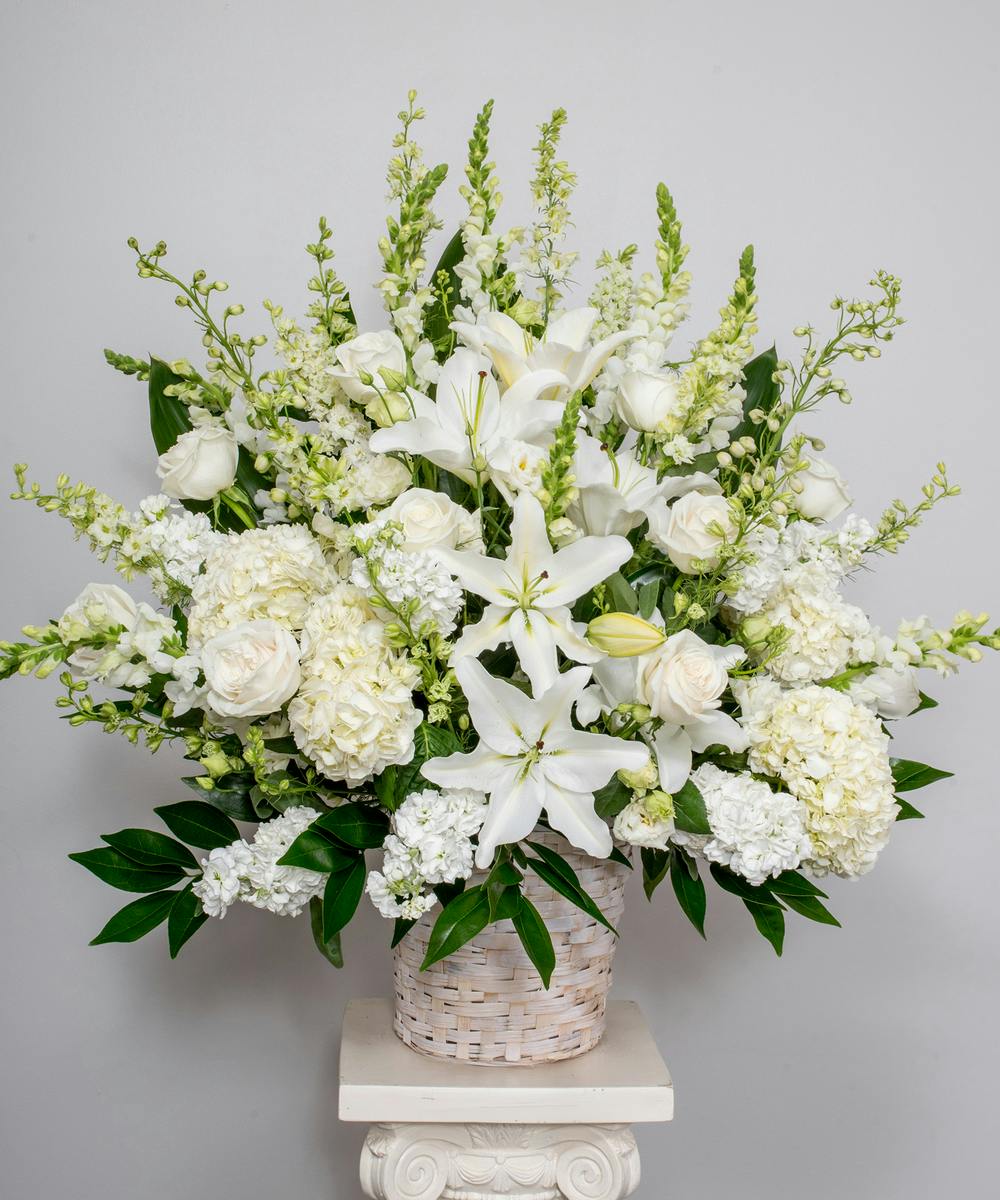 Sympathy Basket Arrangement Funeral Flower Delivery Philadelphia Florist Robertsons Flowers 