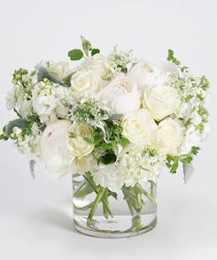 White roses in a crystal vase